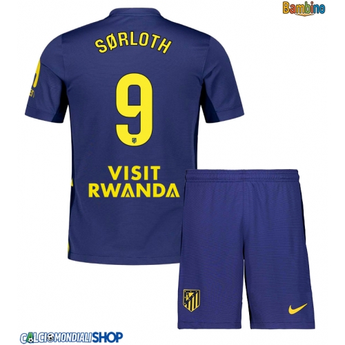 Maglie da calcio Atletico Madrid Alexander Sorloth #9 Seconda Maglia Bambino 2025-26 Manica Corta + Pantaloni corti)